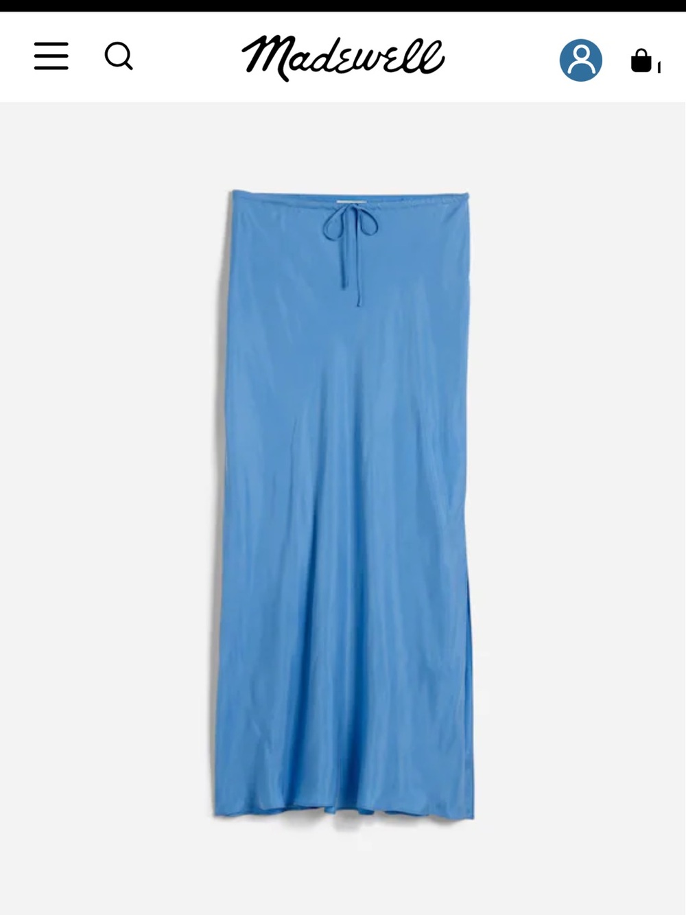 NWT Madewell Tie-Waist Maxi Slip Skirt Cupro Blend Maxi Skirt Celeste Size 12 - Picture 6 of 6